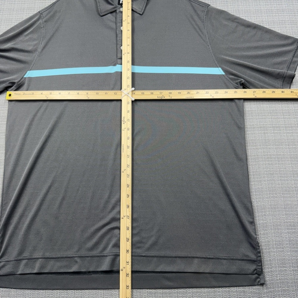 FootJoy Polo Shirt Mens 2XL Gray Blue Stripe Golf Performance Short Sleeve - Picture 4 of 9